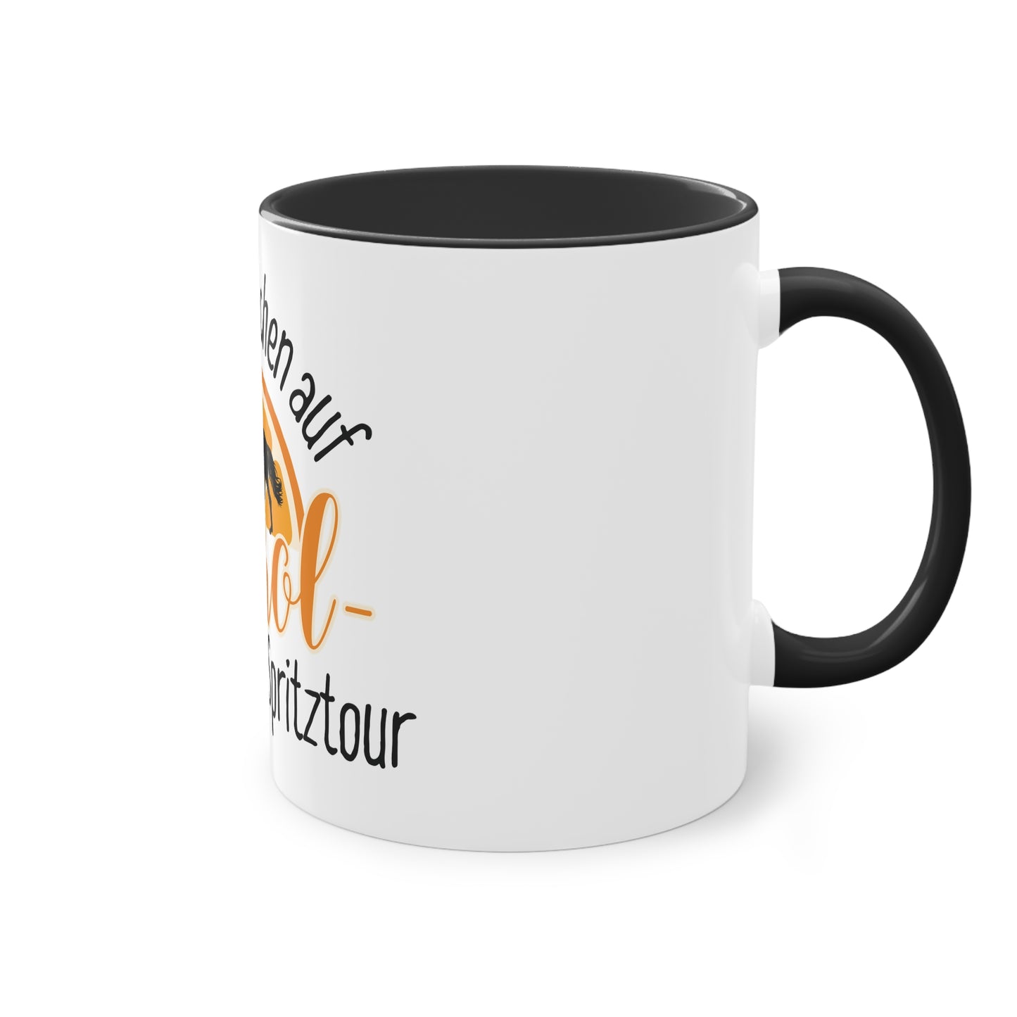 Tasse "Pferdemädchen auf Aperol-Spritztour" zweifarbig