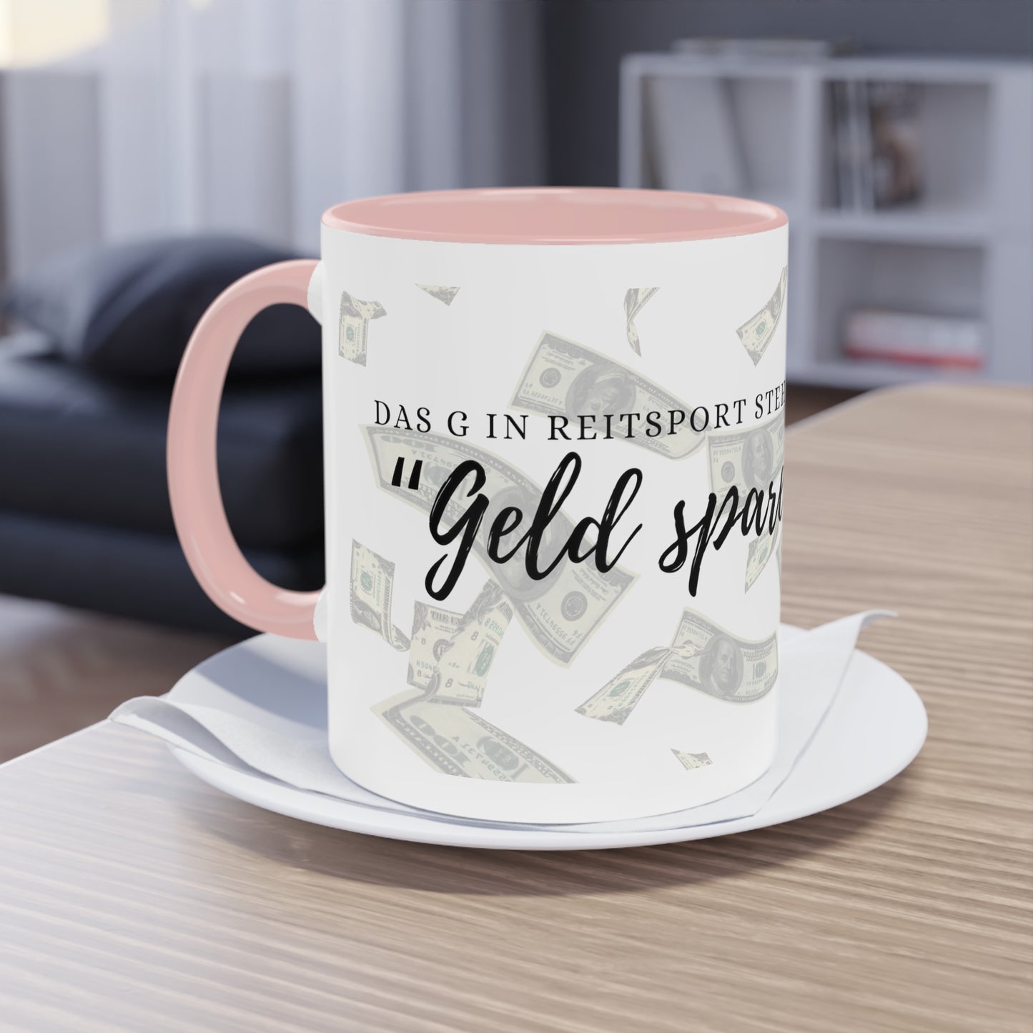 Tasse "Geld sparen" zweifarbig 0,33l