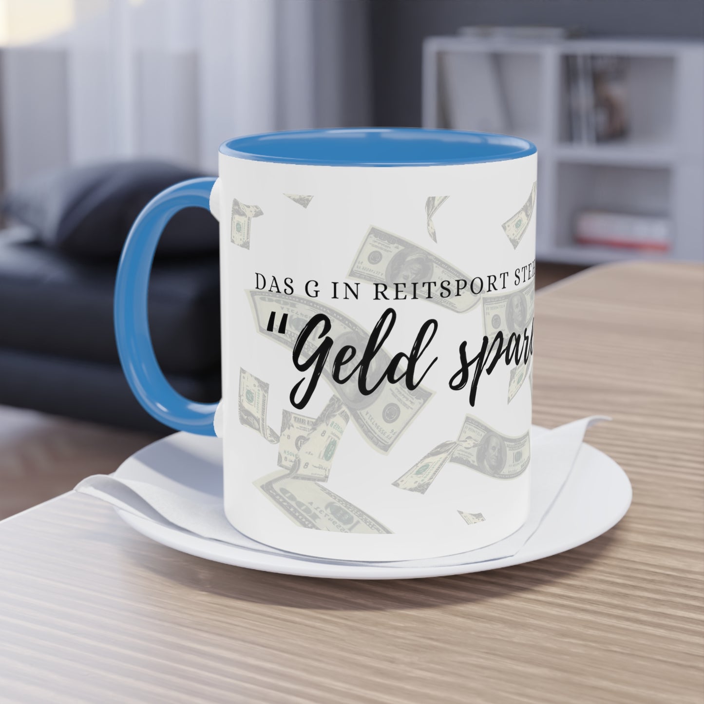 Tasse "Geld sparen" zweifarbig 0,33l