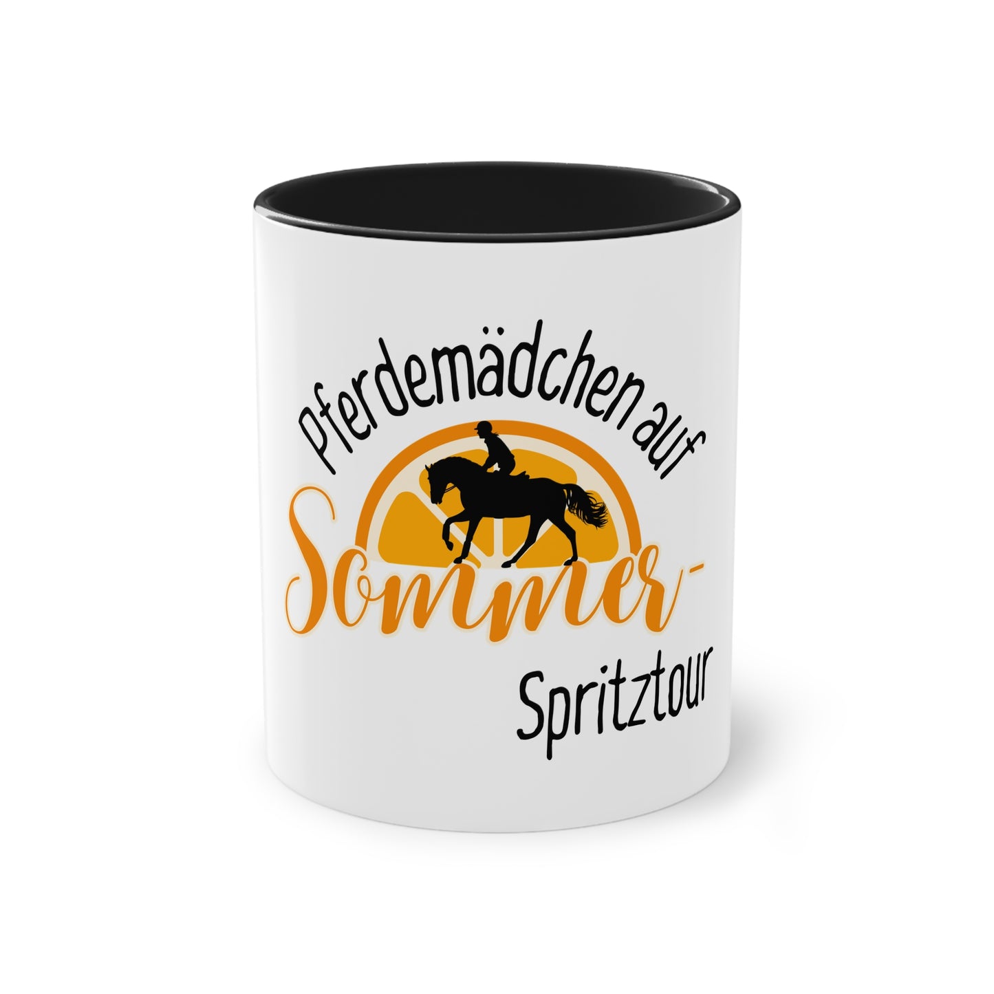 Tasse "Pferdemädchen auf Sommer-Spritztour" zweifarbig