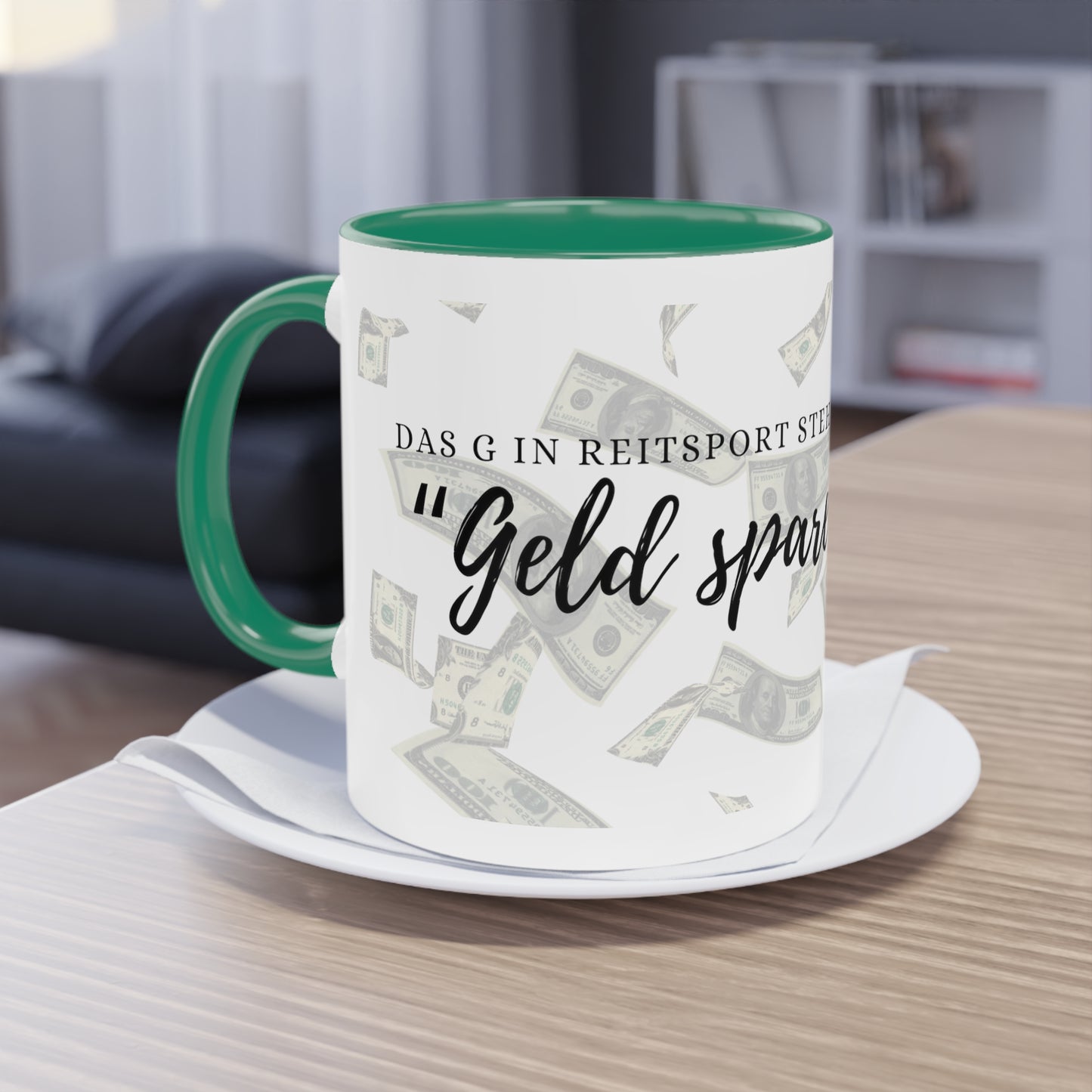 Tasse "Geld sparen" zweifarbig 0,33l