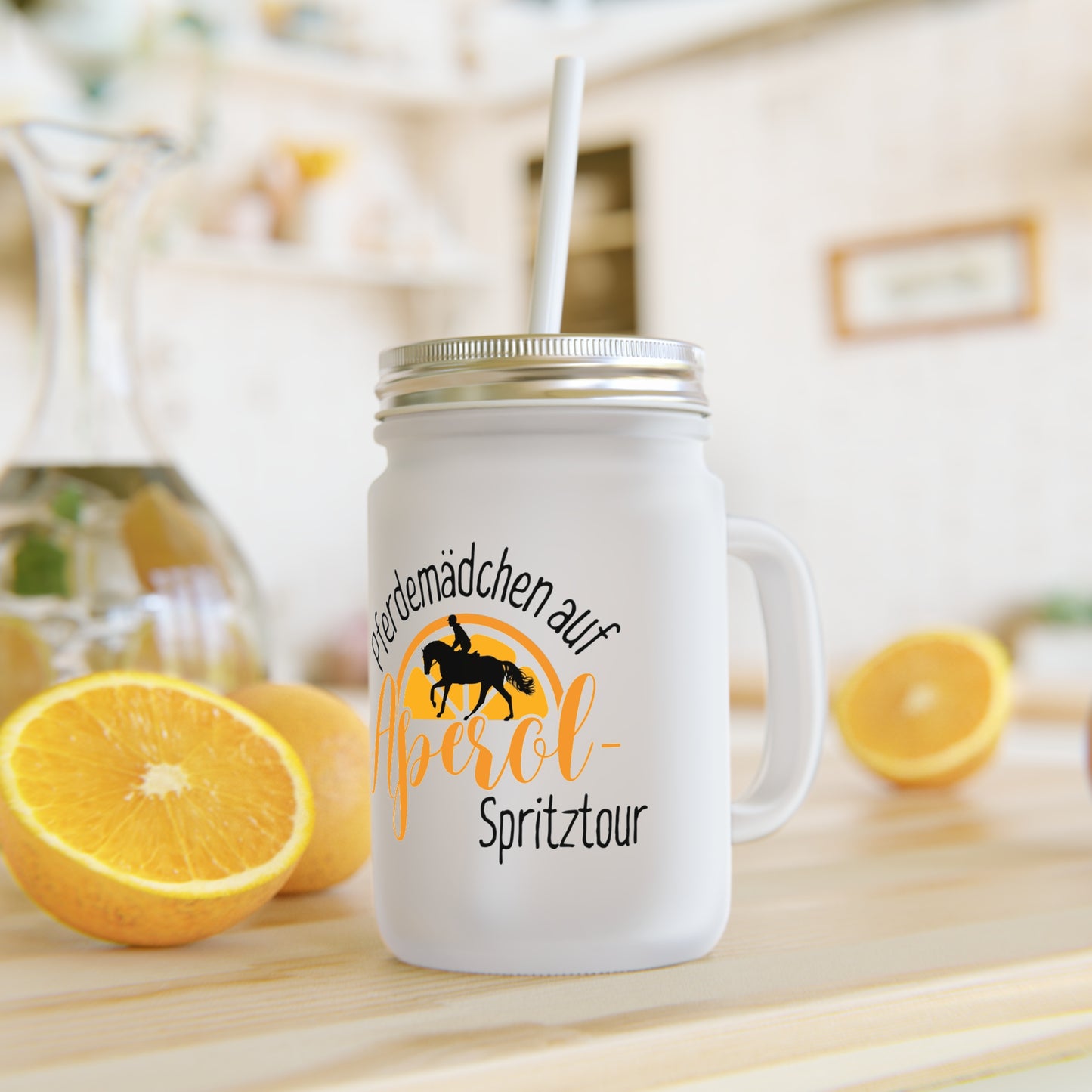 Glasbehälter mit Trinkhalm "Aperol-Spritztour" 0,35l