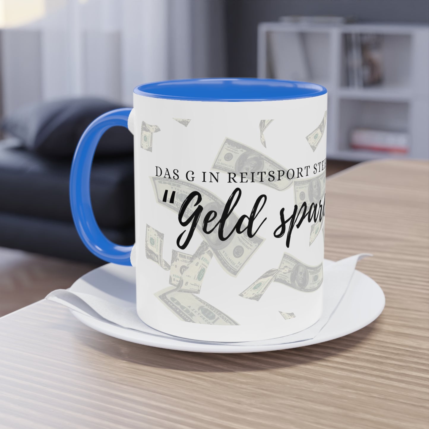 Tasse "Geld sparen" zweifarbig 0,33l