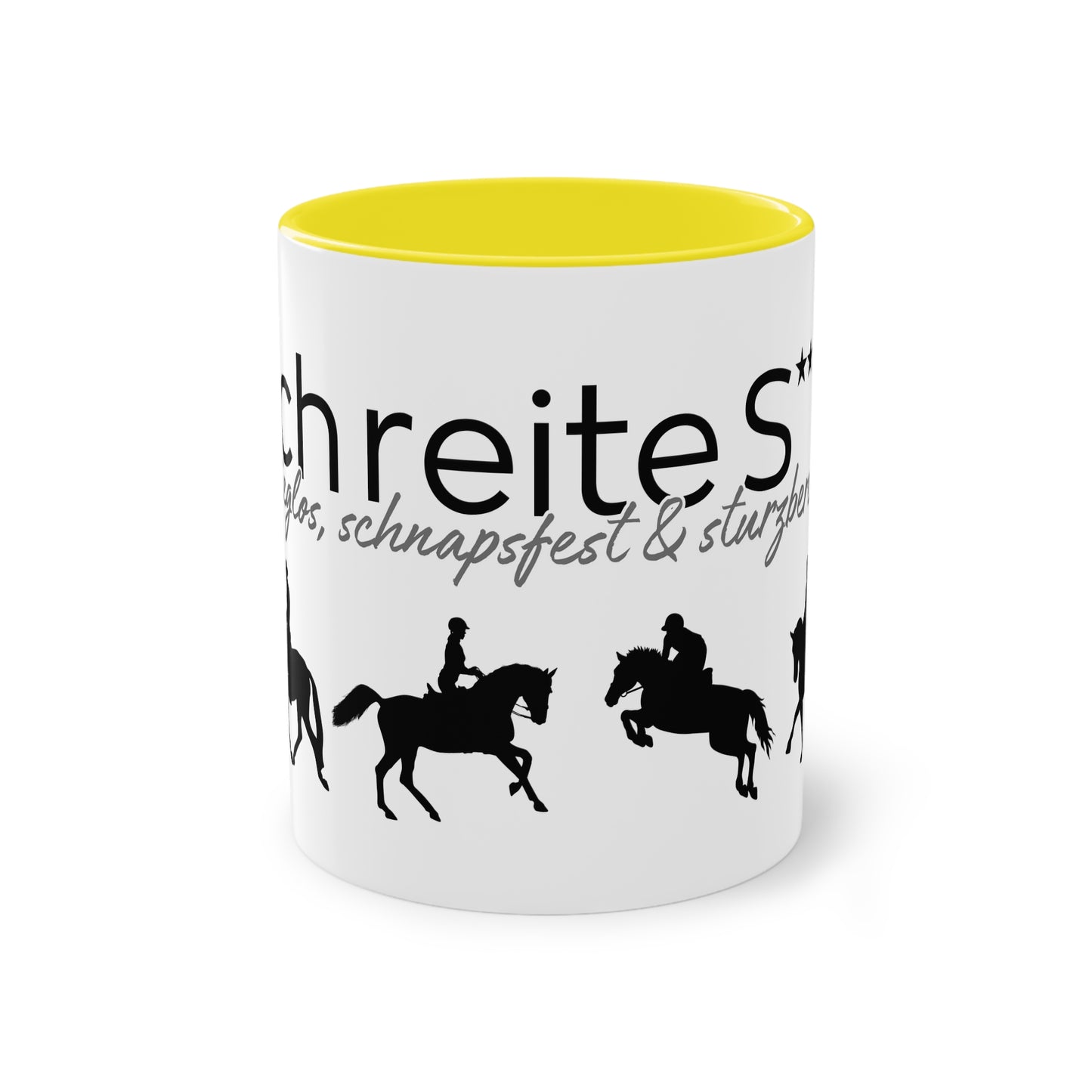 Tasse "Ich reite S*** - sieglos, schnapsfest & sturzbereit" zweifarbig
