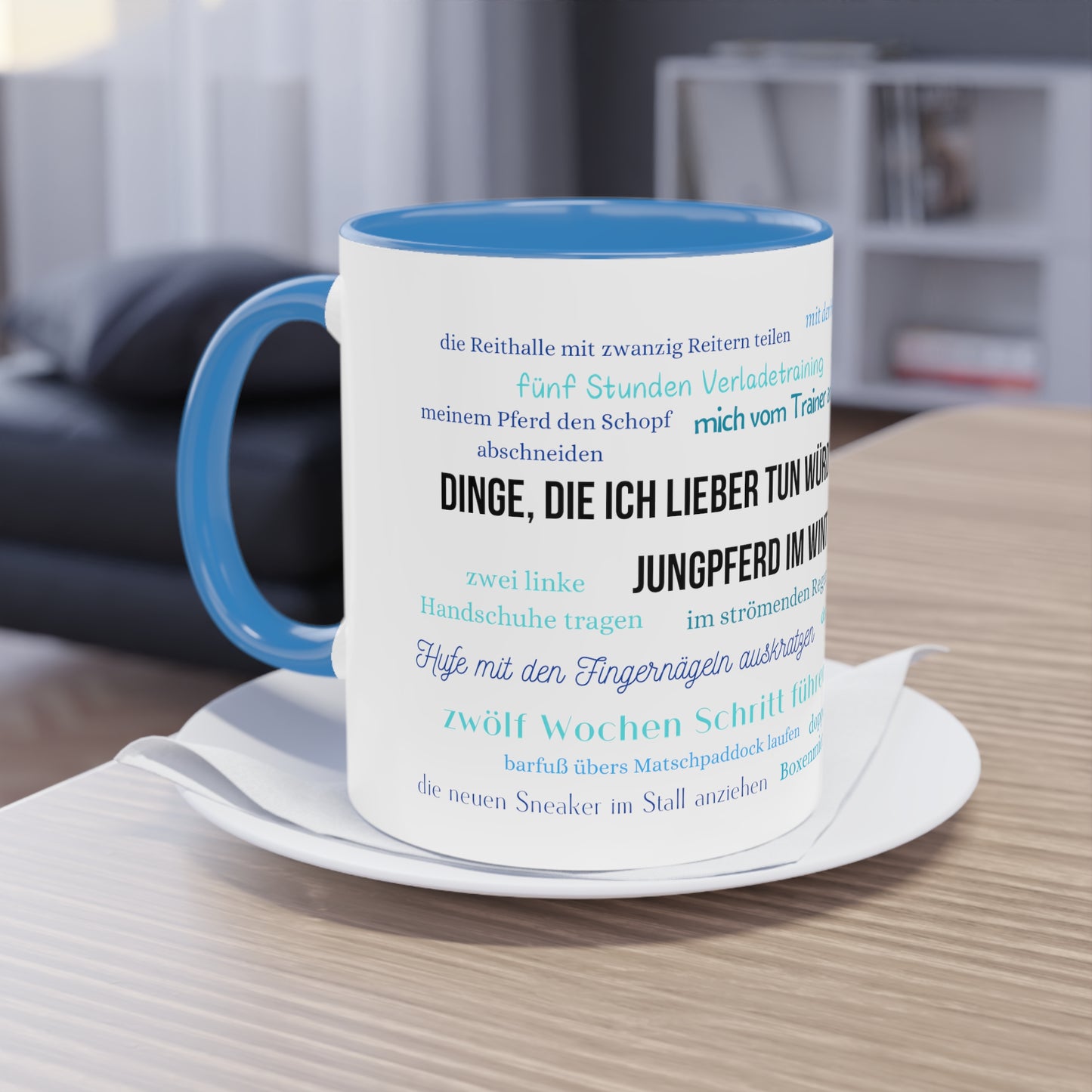 Tasse "Dinge, die ich lieber tun würde…" zweifarbig blau 0,33l