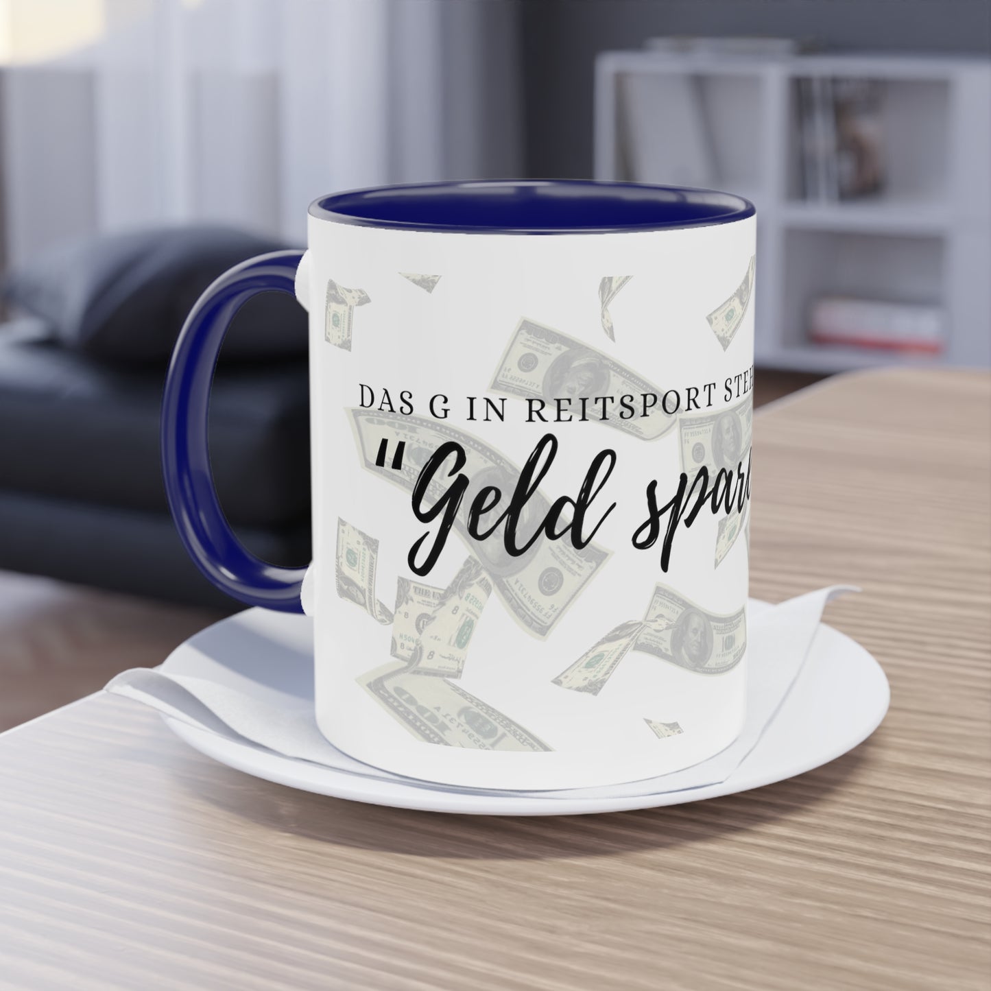 Tasse "Geld sparen" zweifarbig 0,33l