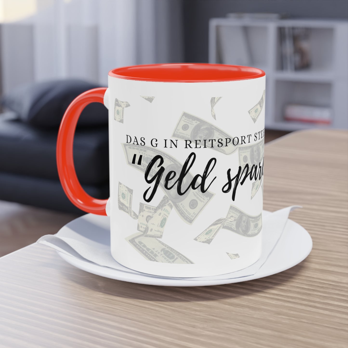 Tasse "Geld sparen" zweifarbig 0,33l