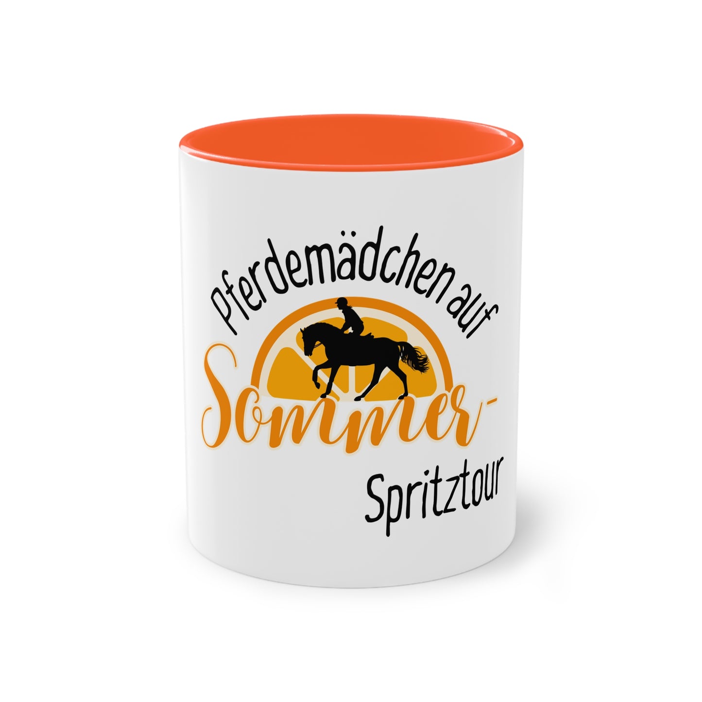 Tasse "Pferdemädchen auf Sommer-Spritztour" zweifarbig