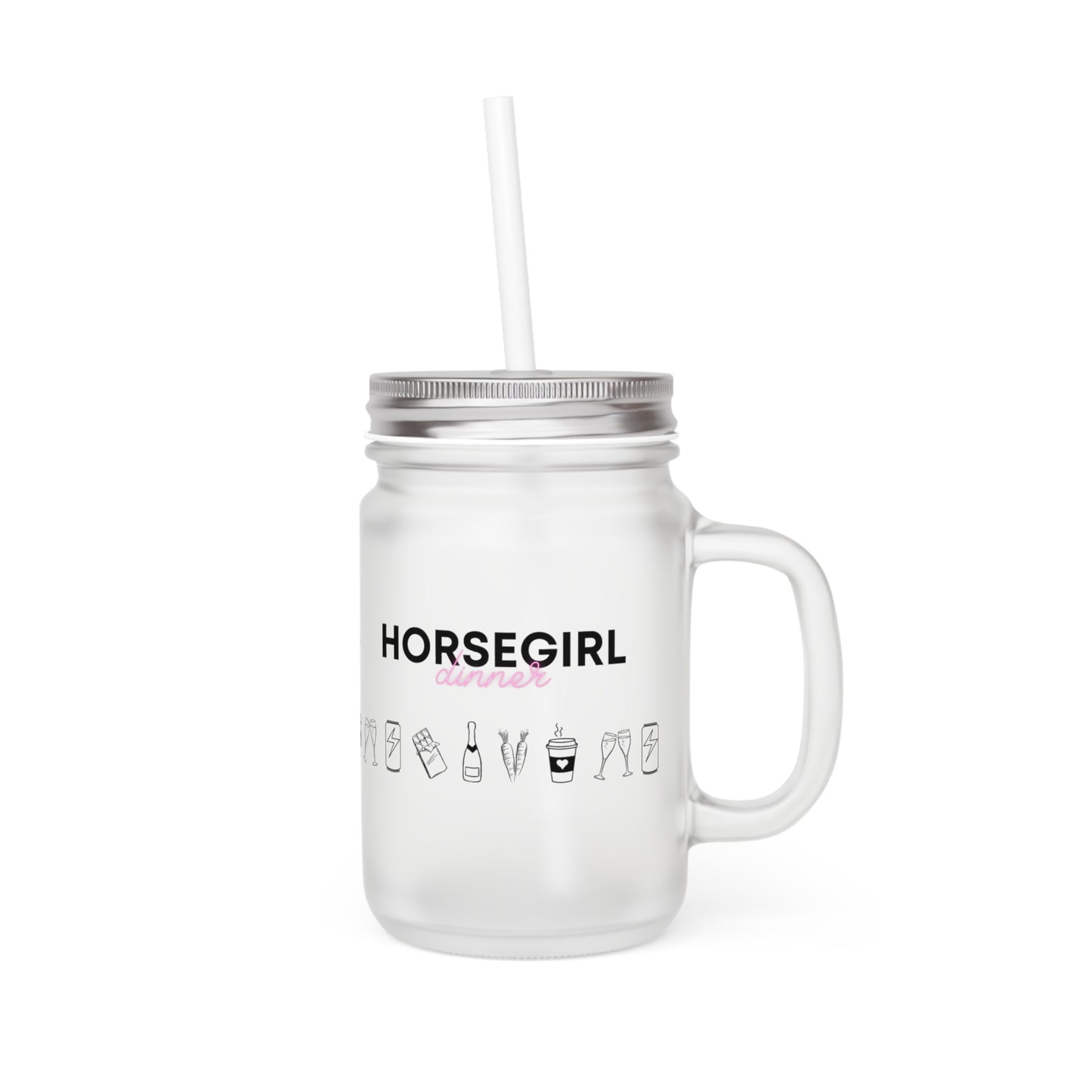 Glasbehälter mit Trinkhalm "Horsegirl dinner" 0,35l